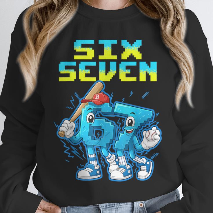 67 Six Seven 6-7 Italian Brainrot Kids Baseball Meme Unisex Sweatshirt