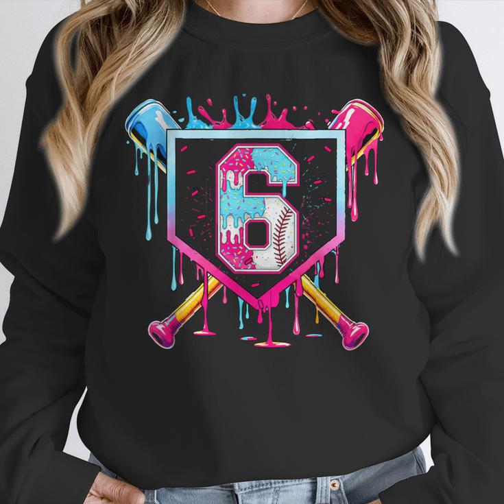 6th Birthday Boys Baseball Ice Cream Drip Boys Baseball Unisex Sweatshirt