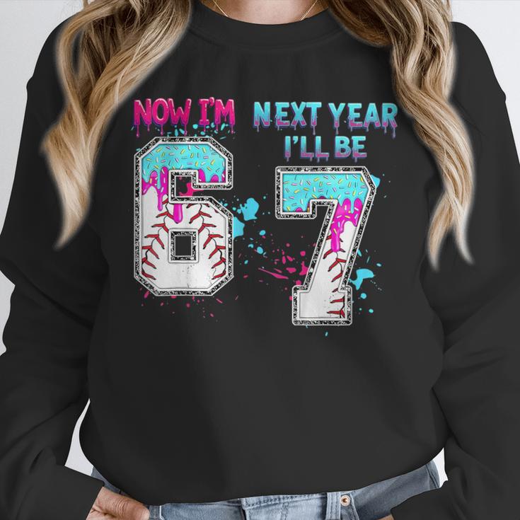 6th Birthday Now I'm 6 Next Year I'Ll Be 7 Baseball Drip 67 Unisex Sweatshirt