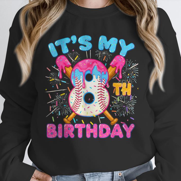 8th Birthday Baseball 8 Year Old Ice Cream Drip Boy Baseball Unisex Sweatshirt