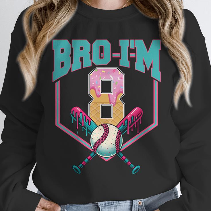 8th Birthday Boy Bro I'm 8 Years Old Baseball Theme Unisex Sweatshirt