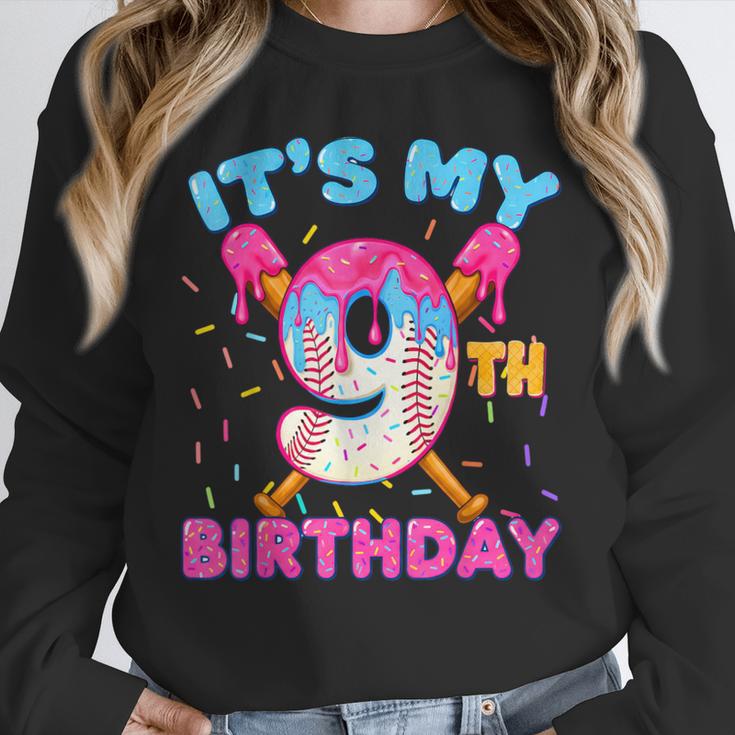 9th Birthday Baseball 9 Year Old Ice Cream Drip Boy Baseball Unisex Sweatshirt
