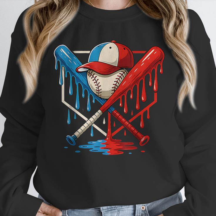 American Baseball Drip Graffiti Ball And Bat Unisex Sweatshirt