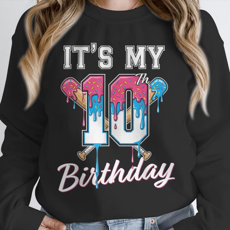 Baseball 10 Year Old Ice Cream Drip 10th Birthday Boys Unisex Sweatshirt