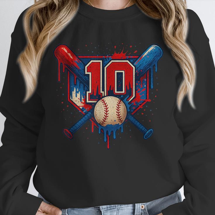 Baseball 10 Year Old Splash Drip 10th Birthday Boy Number 10 Unisex Sweatshirt Baseball 10 Year Old Splash Drip 10th Birthday Boy Number 10 Unisex Sweatshirt