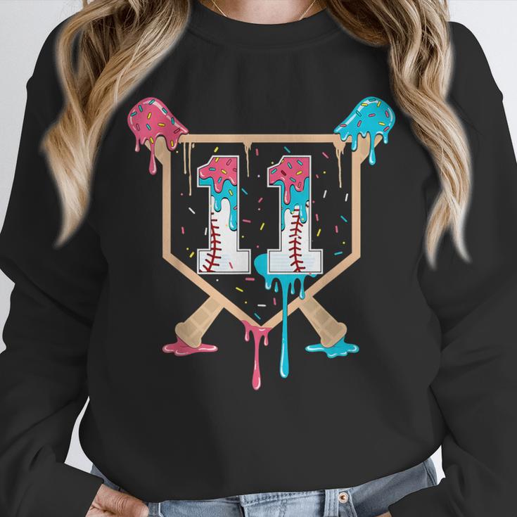 Baseball 11 Year Old Ice Cream Drip 11th Birthday Boy Player Unisex Sweatshirt