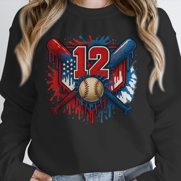 Baseball 12 Year Old Splash Drip 12th Birthday Boy Number 12 Unisex Sweatshirt Baseball 12 Year Old Splash Drip 12th Birthday Boy Number 12 Unisex Sweatshirt