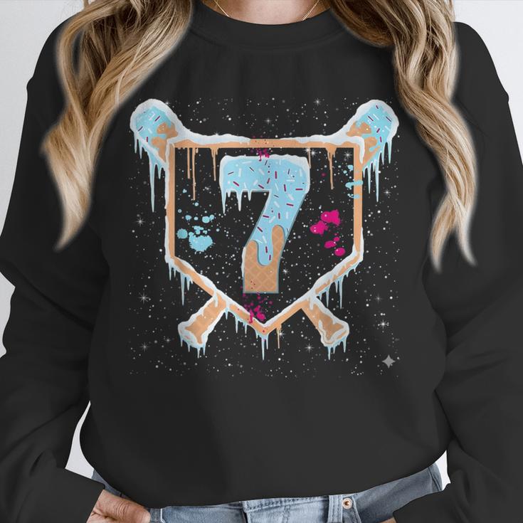 Baseball 7 Year Old Ice Cream Drip 7th Birthday Boy Number 7 Unisex Sweatshirt Baseball 7 Year Old Ice Cream Drip 7th Birthday Boy Number 7 Unisex Sweatshirt