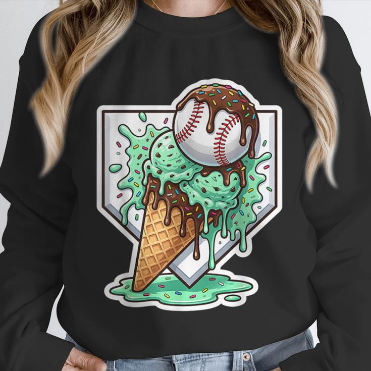Baseball Boys Ice Cream Drip Baseball Boys Youth Mint Choco Unisex Sweatshirt