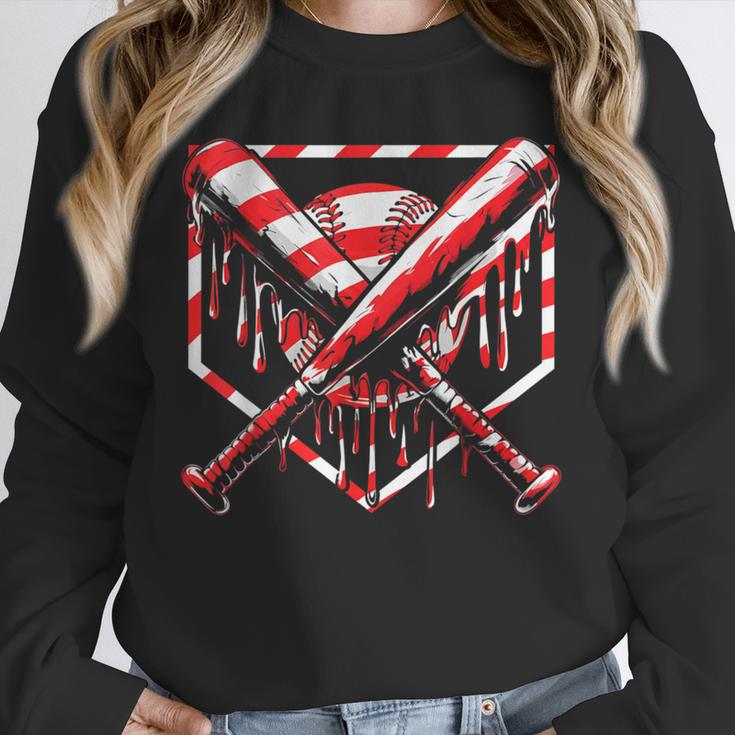Baseball Candy Cane Christmas Baseball Ice Cream Drip Boys Unisex Sweatshirt Baseball Candy Cane Christmas Baseball Ice Cream Drip Boys Unisex Sweatshirt