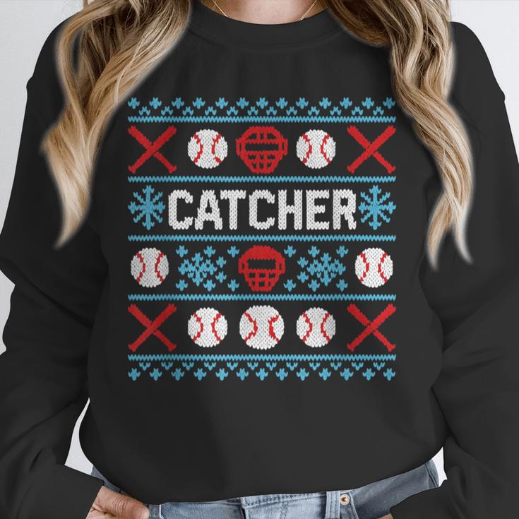 Baseball Catcher Ugly Christmas Sweater Pattern Sports Xmas Unisex Sweatshirt