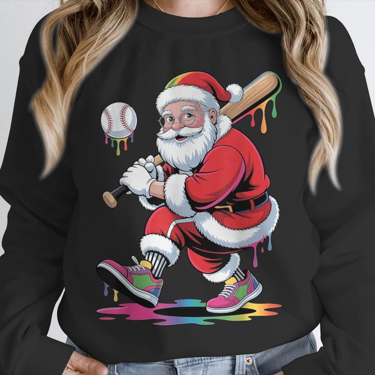 Baseball Christmas Santa Claus Batter Baseball Drip Unisex Sweatshirt