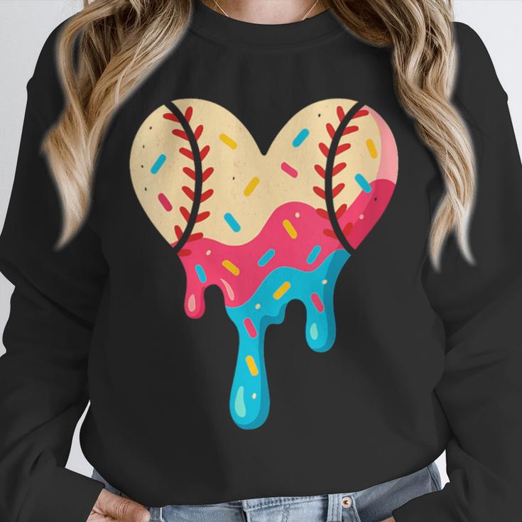 Baseball Drip Melting Ice Cream Baseball Heart Boys Girls Unisex Sweatshirt
