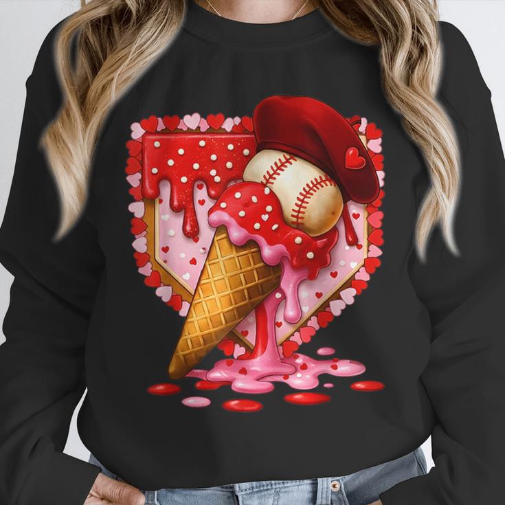 Baseball Heart Valentine Baseball Ice Cream Drip Boys Girls Unisex Sweatshirt Baseball Heart Valentine Baseball Ice Cream Drip Boys Girls Unisex Sweatshirt