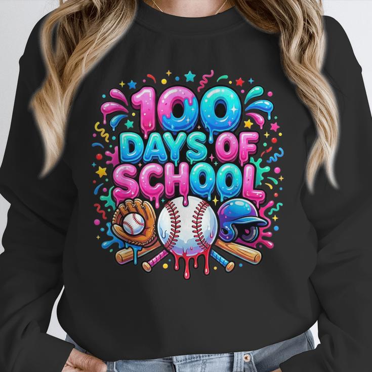 Baseball Ice Cream Drip 100 Days Of School Student Teacher Unisex Sweatshirt