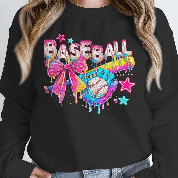 Baseball Ice Cream Drip Coquette Women Girls Mom Mama Unisex Sweatshirt