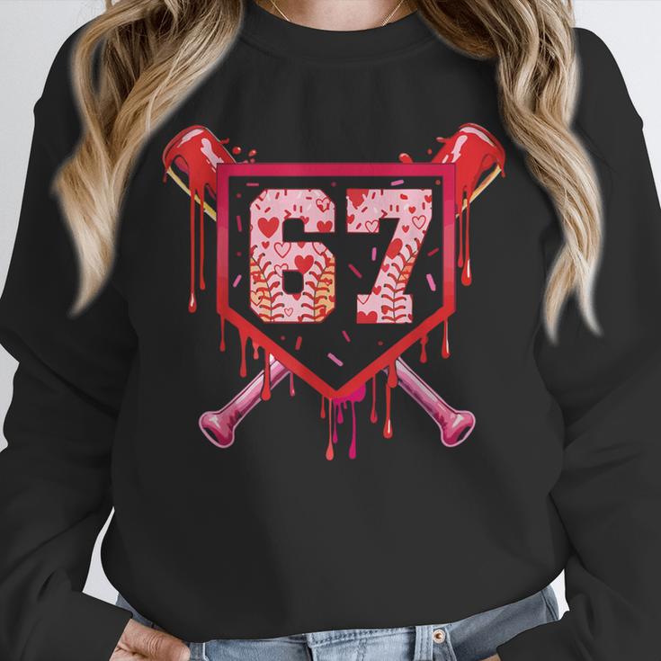Baseball Ice Cream Drip Number 67 Meme Valentine Couple Love Unisex Sweatshirt