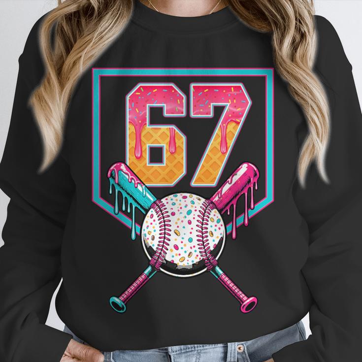 Baseball Ice Cream Drip Number 67 Player 67th Birthday Men Unisex Sweatshirt