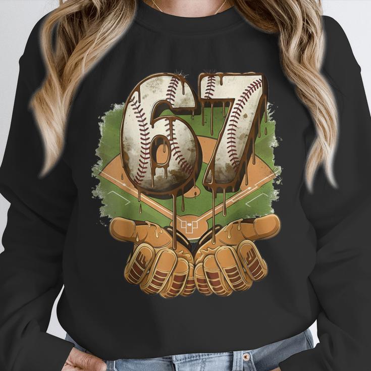 Baseball Ice Cream Drip Number 67 Playground Player 67th Unisex Sweatshirt