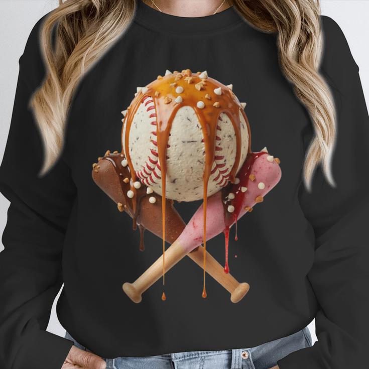 Baseball Ice Cream Drip Style Melting Ice Cream Youth Teen Unisex Sweatshirt