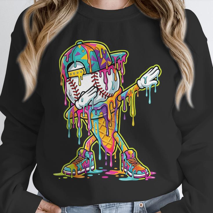 Baseball Ice Cream Dripping Dabbing Baseball Drip Unisex Sweatshirt