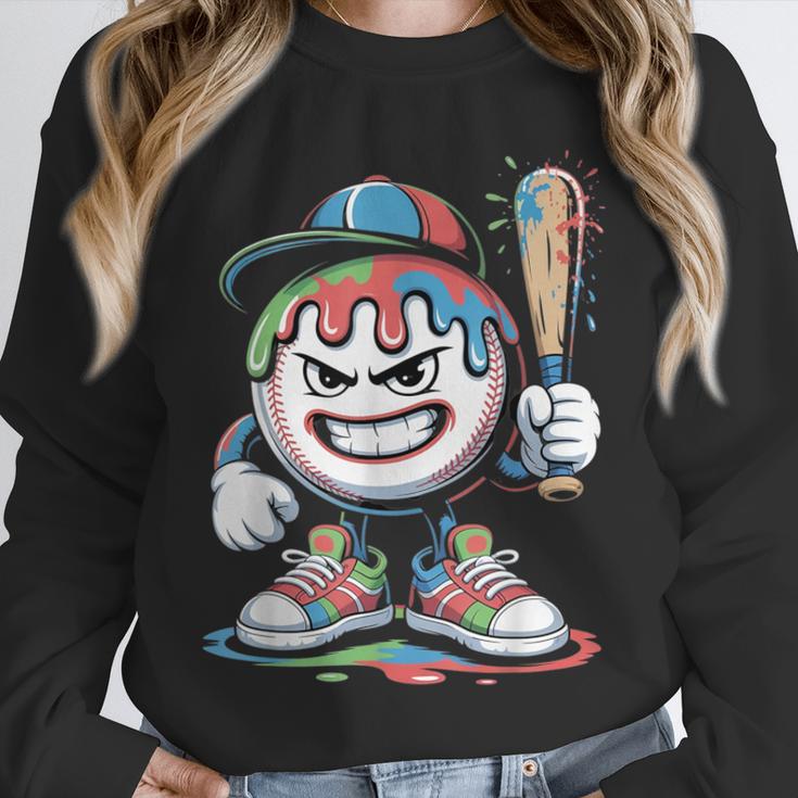 Baseball Mascot Attitude Graffiti Splash Bat Cap Unisex Sweatshirt