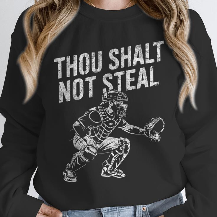 Baseball Player Catcher Thou Shalt Not Steal Coach Baseball Unisex Sweatshirt