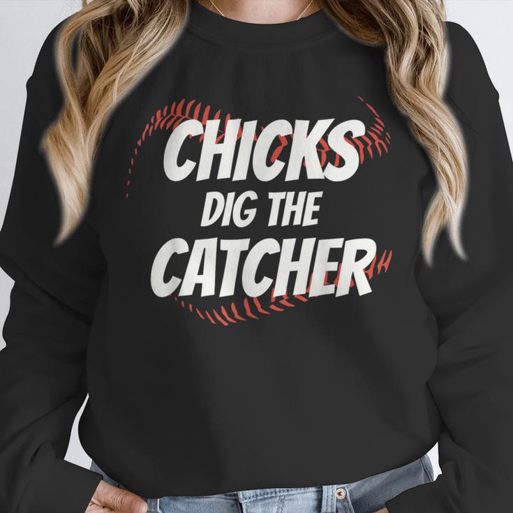 Baseball Seams Chicks Dig The Catcher Unisex Sweatshirt Baseball Seams Chicks Dig The Catcher Unisex Sweatshirt
