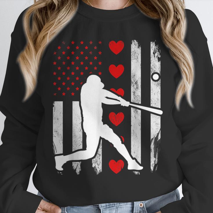 Baseball Silhouette Heart USA Flag Hearts American Boys Kids Unisex Sweatshirt