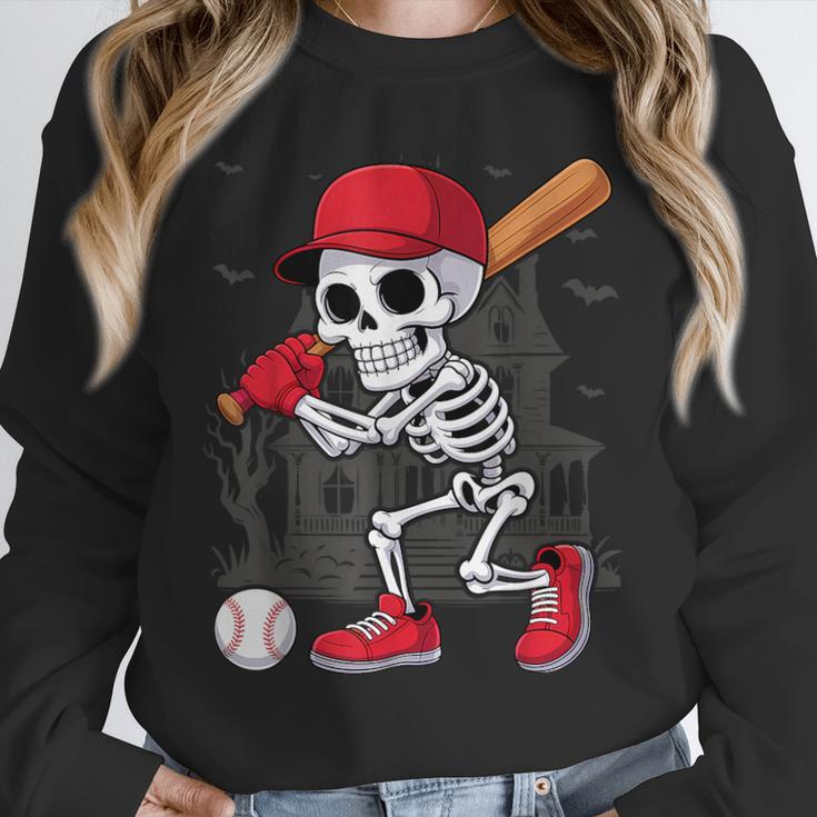 Baseball Skeleton Halloween Playing Unisex Sweatshirt Baseball Skeleton Halloween Playing Unisex Sweatshirt