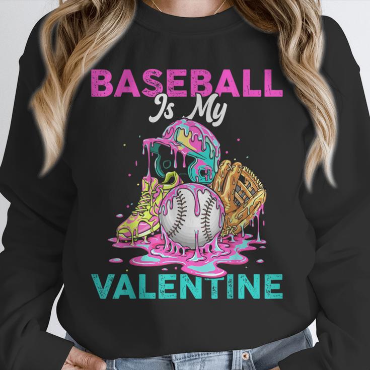 Baseball Is My Valentine Ice Cream Drip Crossed Bats Sport Unisex Sweatshirt