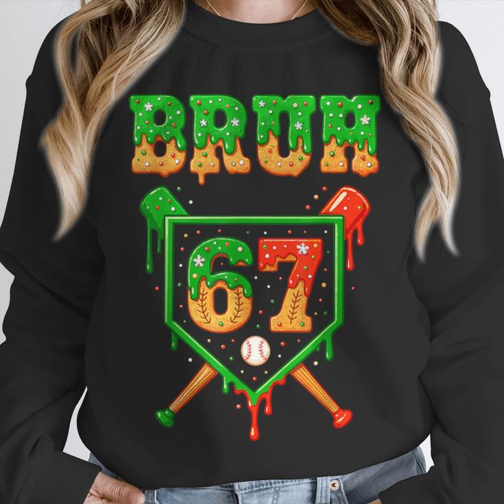 Bruh 67 Baseball Christmas Gingerbread Drip Number 67 Player Unisex Sweatshirt