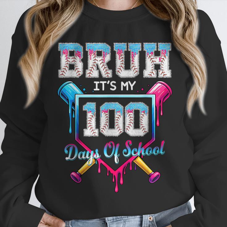 Bruh It's My 100 Days Of School Baseball Ice Cream Drip Boys Unisex Sweatshirt