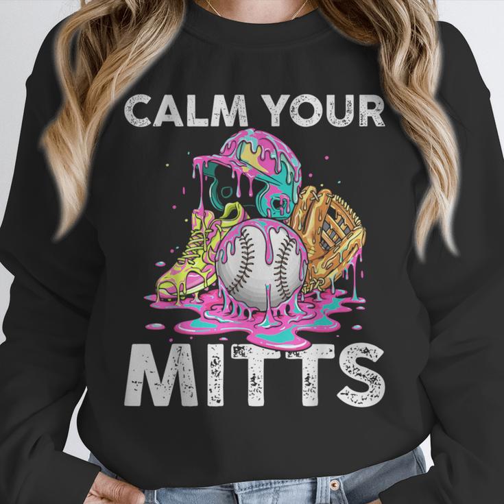 Calm Your Mitts Baseball Ice Cream Drip Crossed Bats Sport Unisex Sweatshirt Calm Your Mitts Baseball Ice Cream Drip Crossed Bats Sport Unisex Sweatshirt