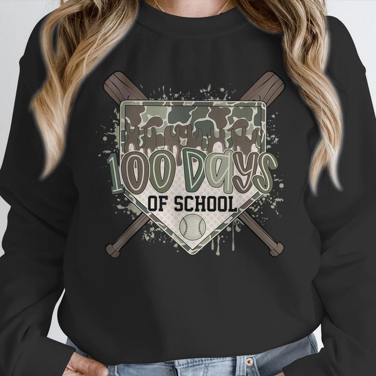 Camo 100 Days Of School Baseball Home Plate Drip Boy Kids Unisex Sweatshirt