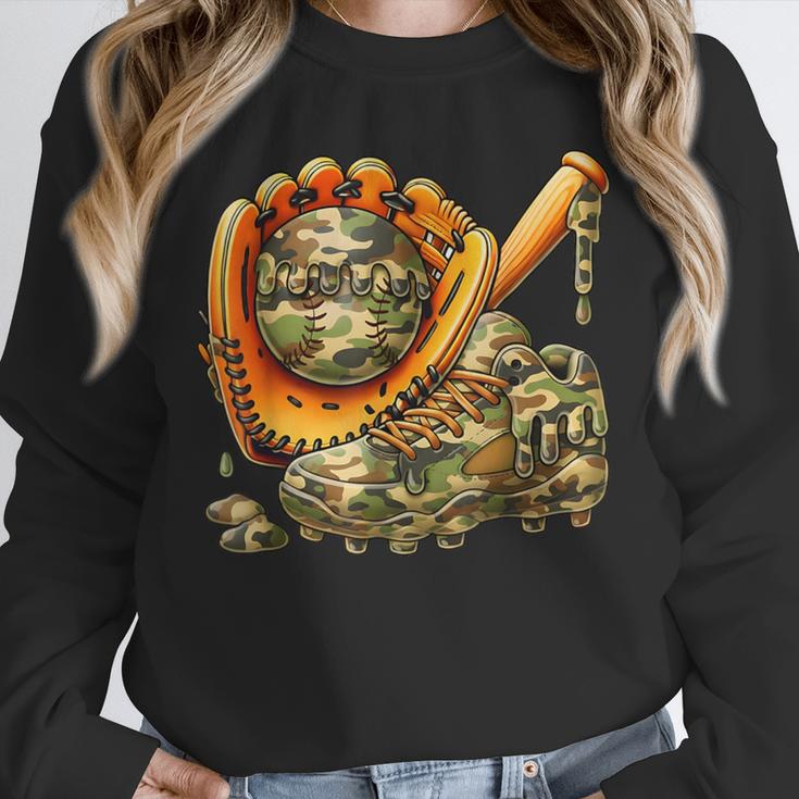 Camo Ice Cream Drip Baseball Stuff Baseball Drip Boys Unisex Sweatshirt