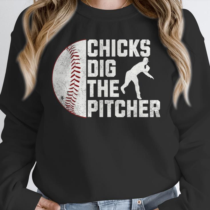 Chicks Dig The Pitcher Baseball Unisex Sweatshirt