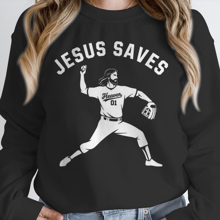 Christian Jesus Saves Baseball Pitcher Heaven 01 Sports Unisex Sweatshirt