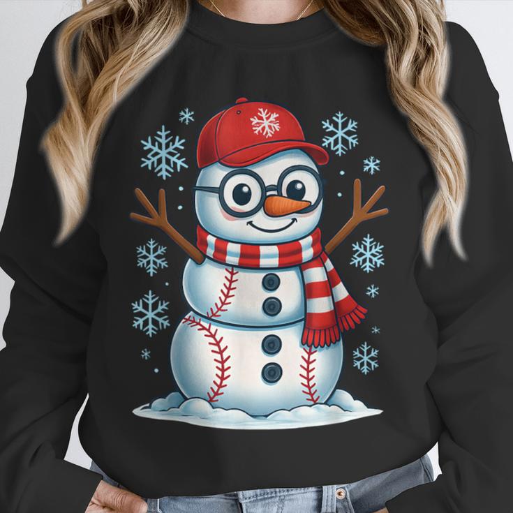 Christmas Baseball Snowman Xmas Pajamas Women Men Boys Unisex Sweatshirt