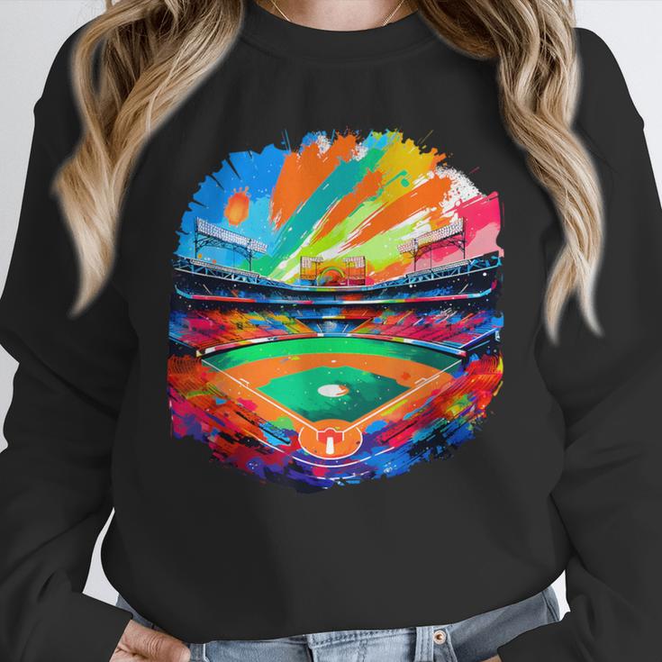 Colorful Baseball Field Home Run Baseball Player Fans Unisex Sweatshirt