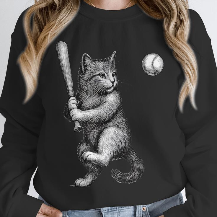 Cute Kitten Playing Baseball Hitter Bat Cool Baseball Cat Unisex Sweatshirt Cute Kitten Playing Baseball Hitter Bat Cool Baseball Cat Unisex Sweatshirt