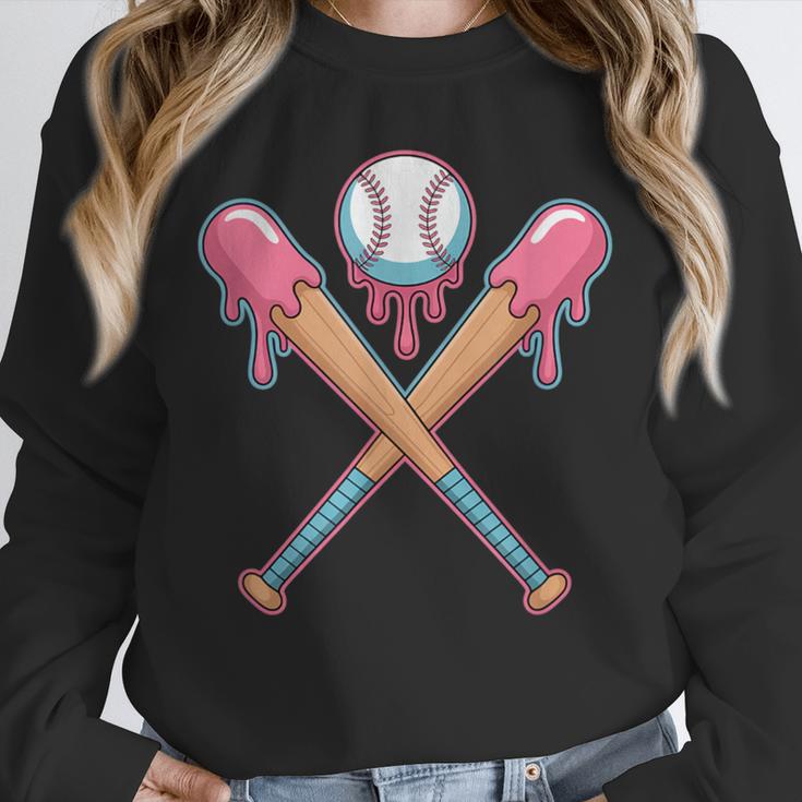 Dripping Pink Baseball Crossed Bats Summer Unisex Sweatshirt Dripping Pink Baseball Crossed Bats Summer Unisex Sweatshirt