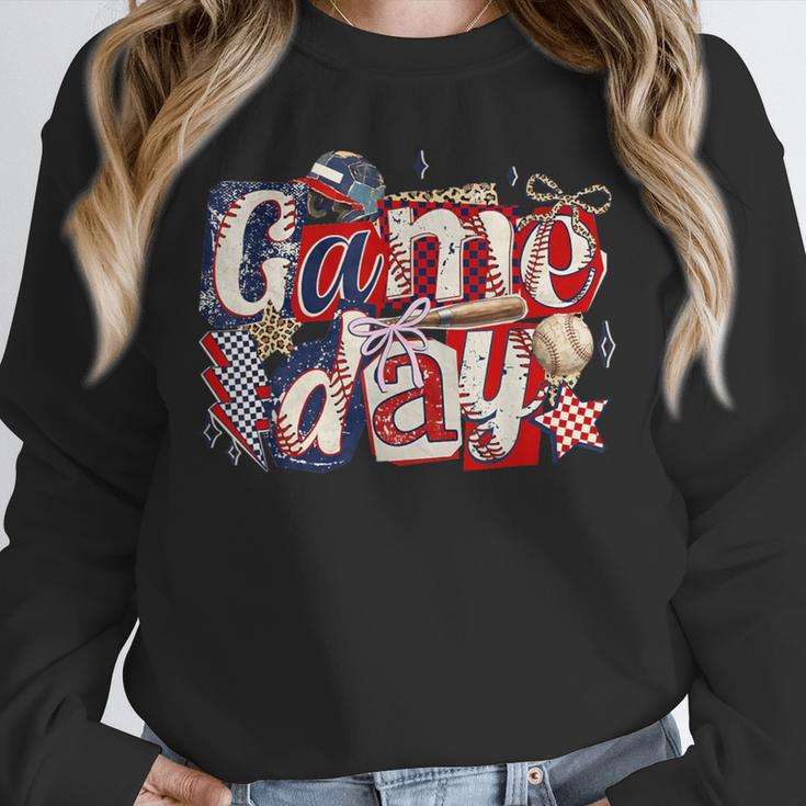 Game Day Baseball Leopard Coquette Bow Mama Mom Sister Unisex Sweatshirt