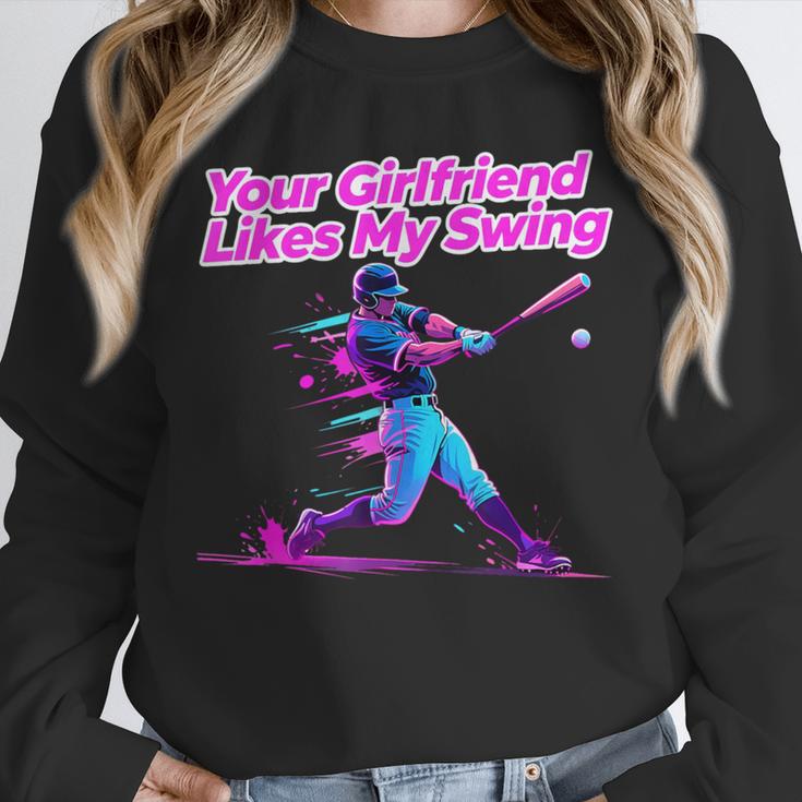 Your Girlfriend Likes My Swing Baseball Quote Boys Men Unisex Sweatshirt