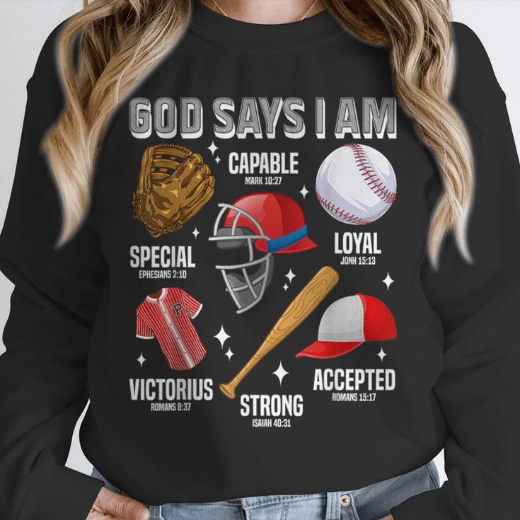 God Says I Am Baseball Player Catcher Pitcher Boys Men Unisex Sweatshirt God Says I Am Baseball Player Catcher Pitcher Boys Men Unisex Sweatshirt