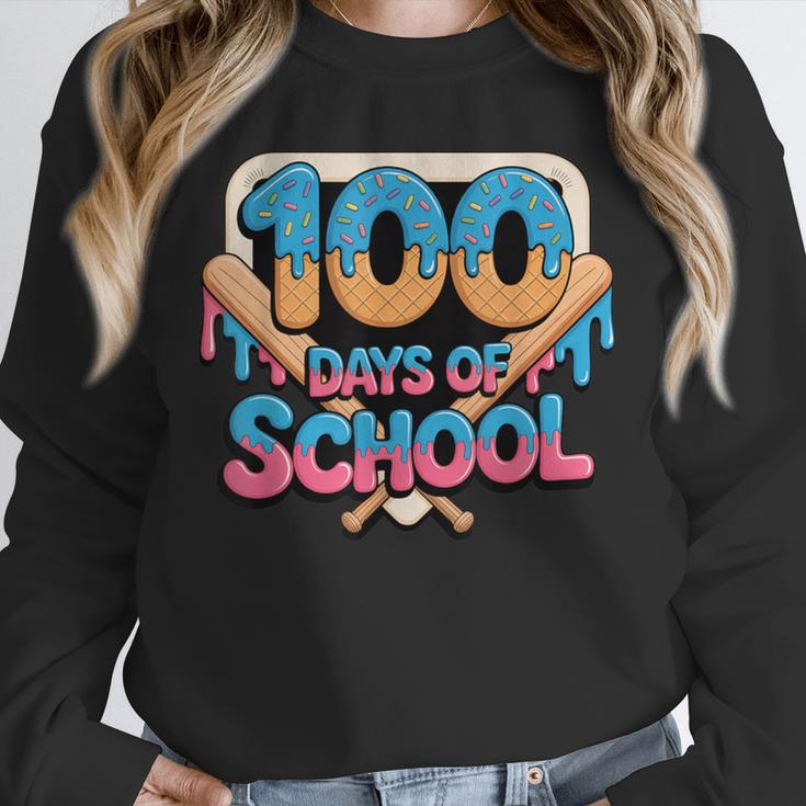 Happy 100 Days Of School Baseball Drip For Kids Teachers Unisex Sweatshirt