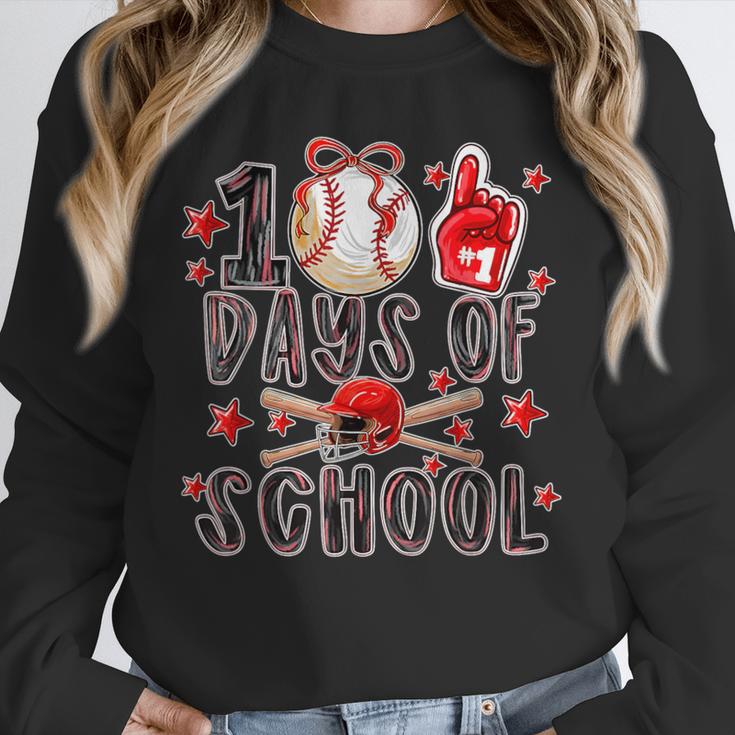 Happy 100 Days Of School Baseball Girls Coquette Bow Teacher Unisex Sweatshirt Happy 100 Days Of School Baseball Girls Coquette Bow Teacher Unisex Sweatshirt