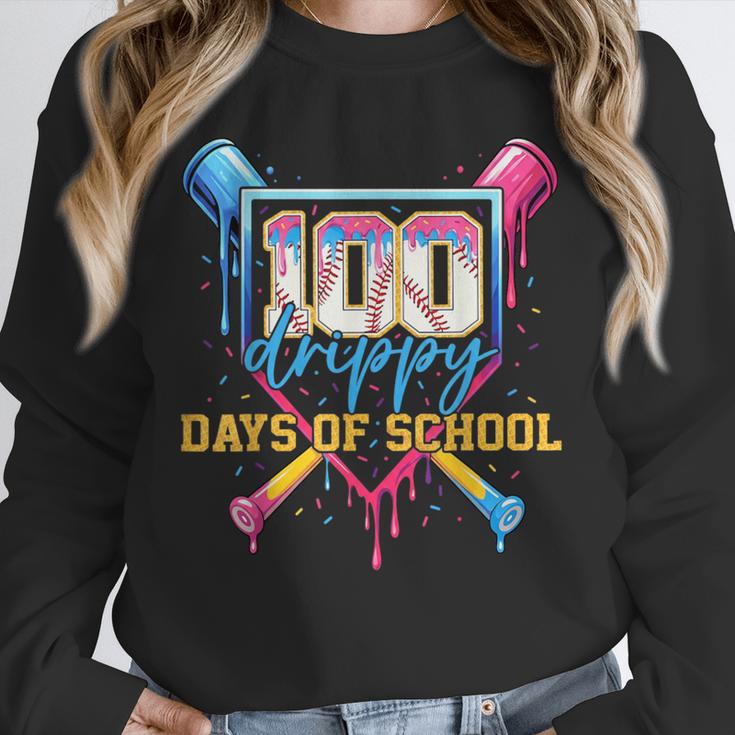 HUGvyn 100 Drippy Days Of School Baseball Ice Cream 100 Days Unisex Sweatshirt