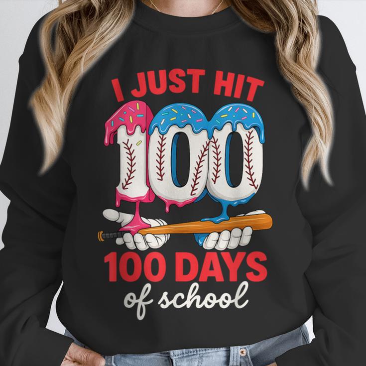 HUGvyn I Just Hit 100 Days Of School Baseball Ice Cream Boys Unisex Sweatshirt