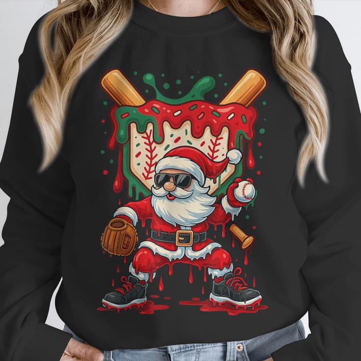 HUGvyn Santa Playing Baseball Ice Cream Drip Christmas Boys Unisex Sweatshirt